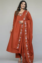 Rust Flared Kurta Set