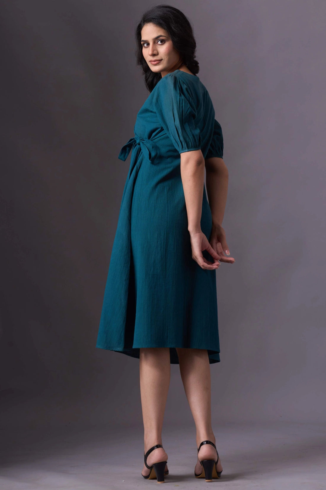 Teal V-Neck Dress