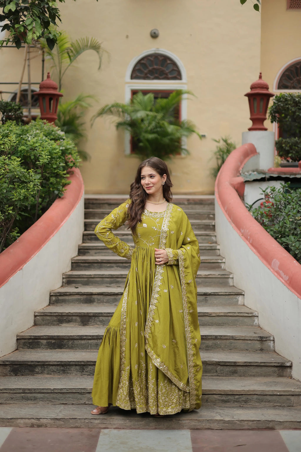 Embroidered Scarlet Anarkali Gown