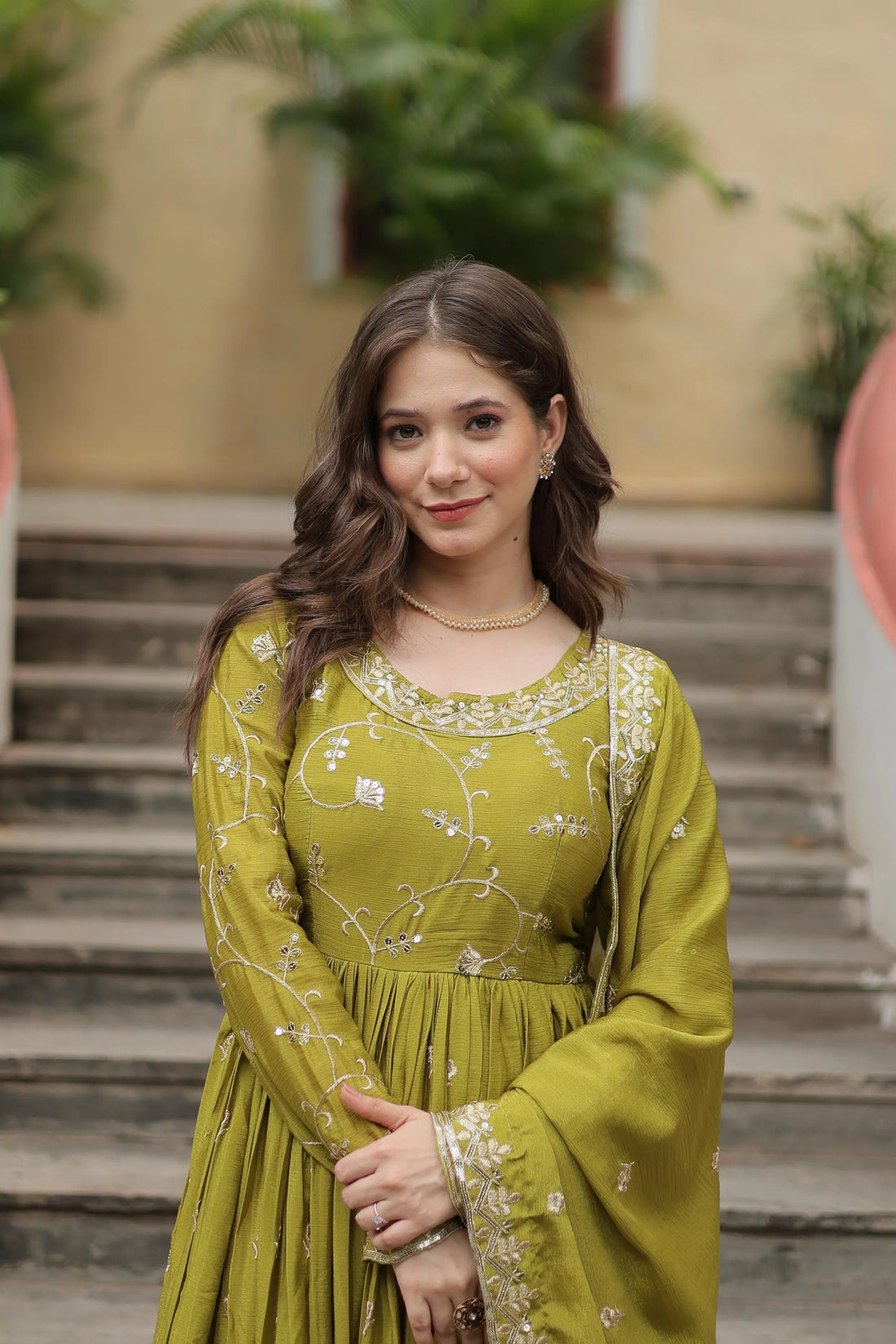 Embroidered Scarlet Anarkali Gown
