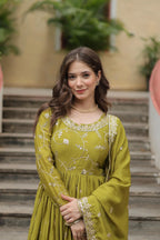 Embroidered Scarlet Anarkali Gown