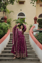 Embroidered Scarlet Anarkali Gown