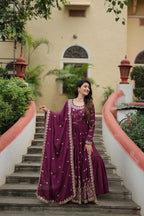 Embroidered Scarlet Anarkali Gown