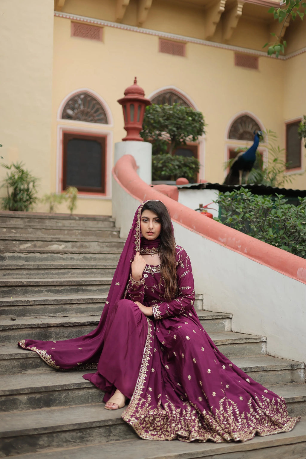 Embroidered Scarlet Anarkali Gown