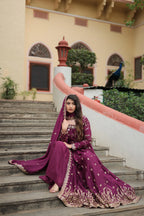 Embroidered Scarlet Anarkali Gown