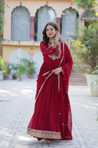 Special Occasion Red Anarkali Ensemble