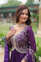 Embroidered Scarlet Anarkali Gown