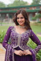 Embroidered Scarlet Anarkali Gown