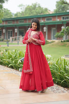 Embroidered Scarlet Anarkali Gown