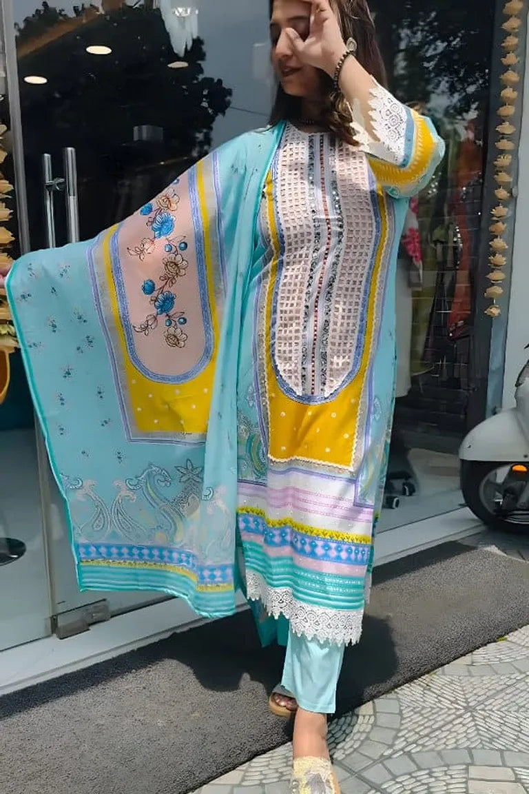 Sky Printed Kurta Set