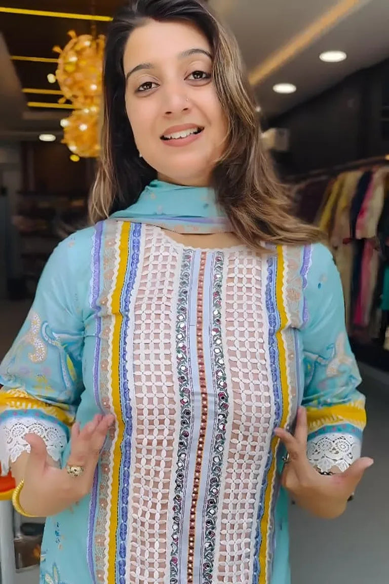 Sky Printed Kurta Set
