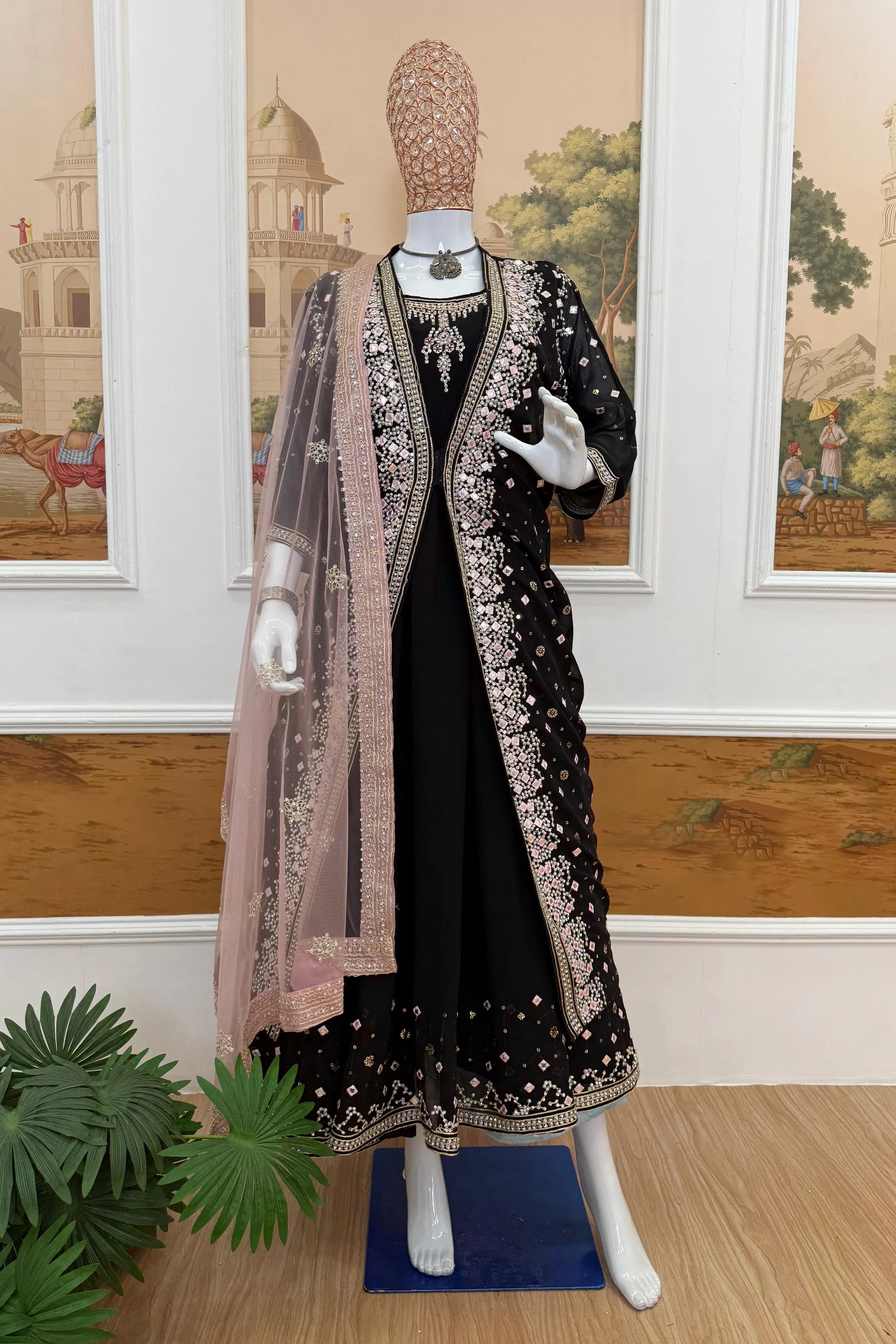 Gown with  Net Dupatta sets