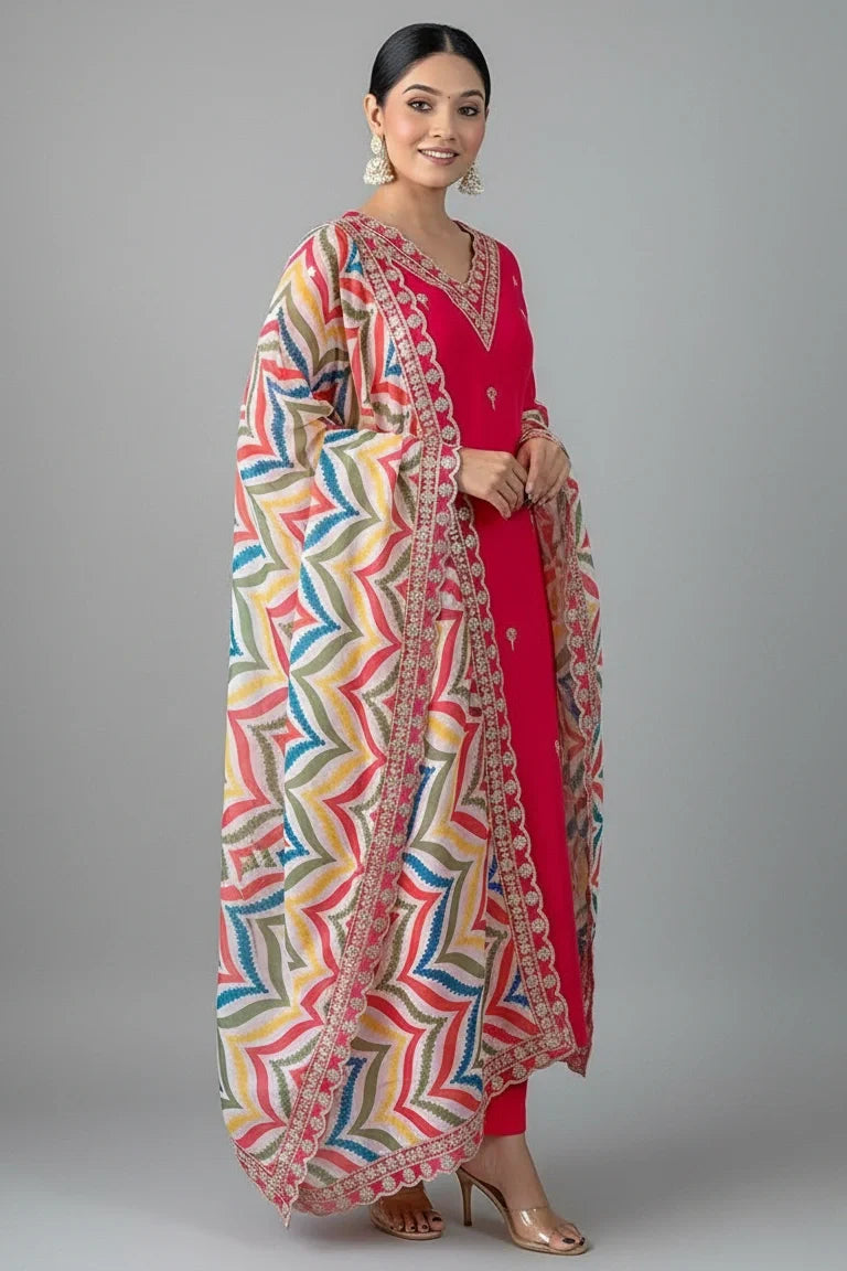 Pink Geometric Kurta