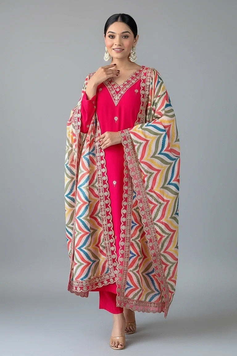 Pink Geometric Kurta