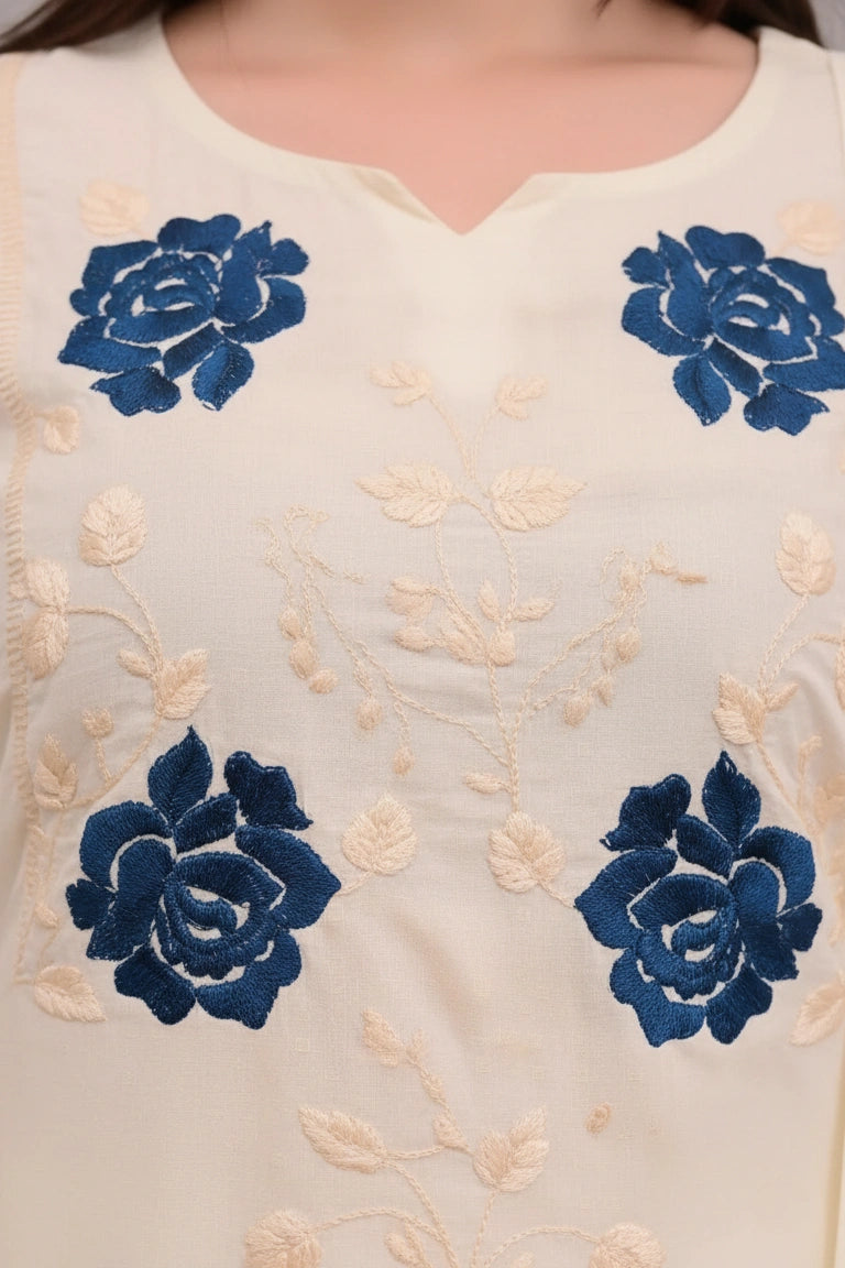 Ivory Floral Stitch