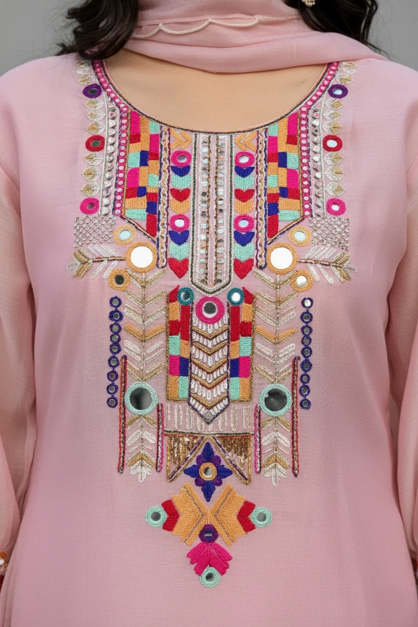 Teal Embroidered Kurta