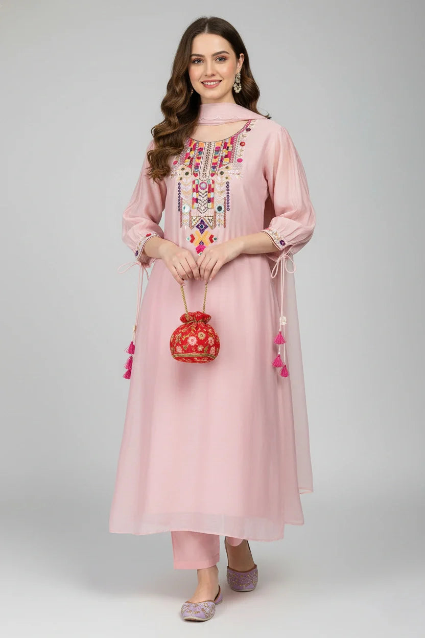 Teal Embroidered Kurta