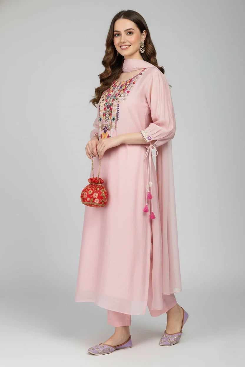 Teal Embroidered Kurta
