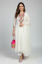Teal Embroidered Kurta