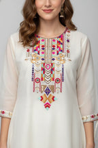 Teal Embroidered Kurta