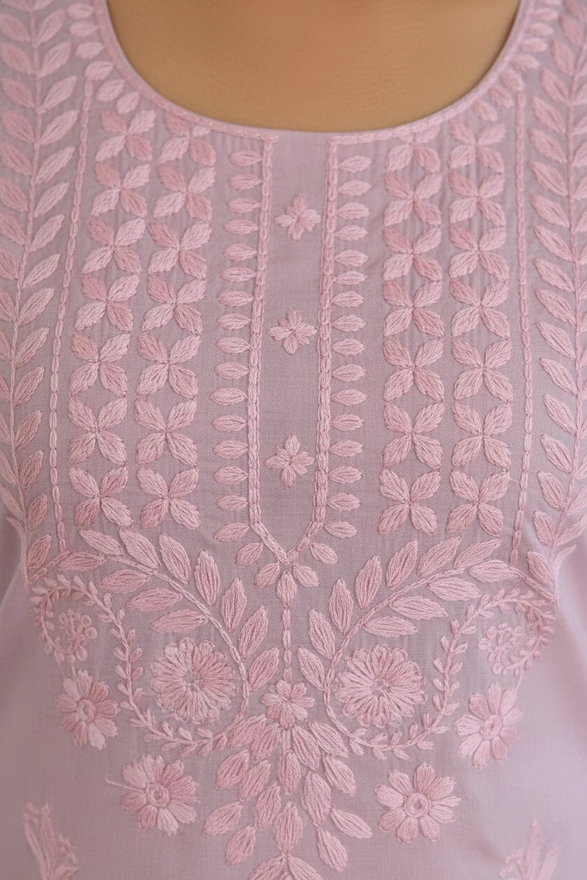 Pink Embroidered Kurta