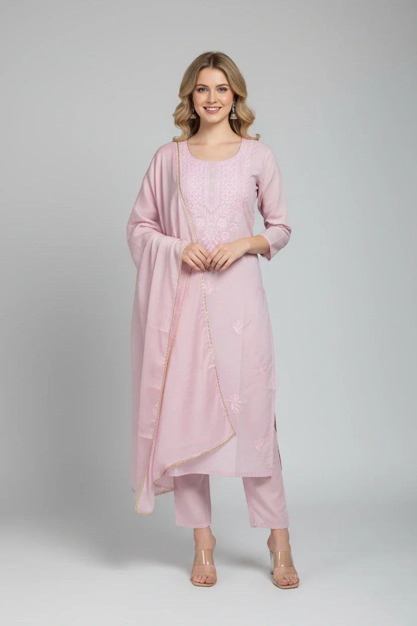 Pink Embroidered Kurta