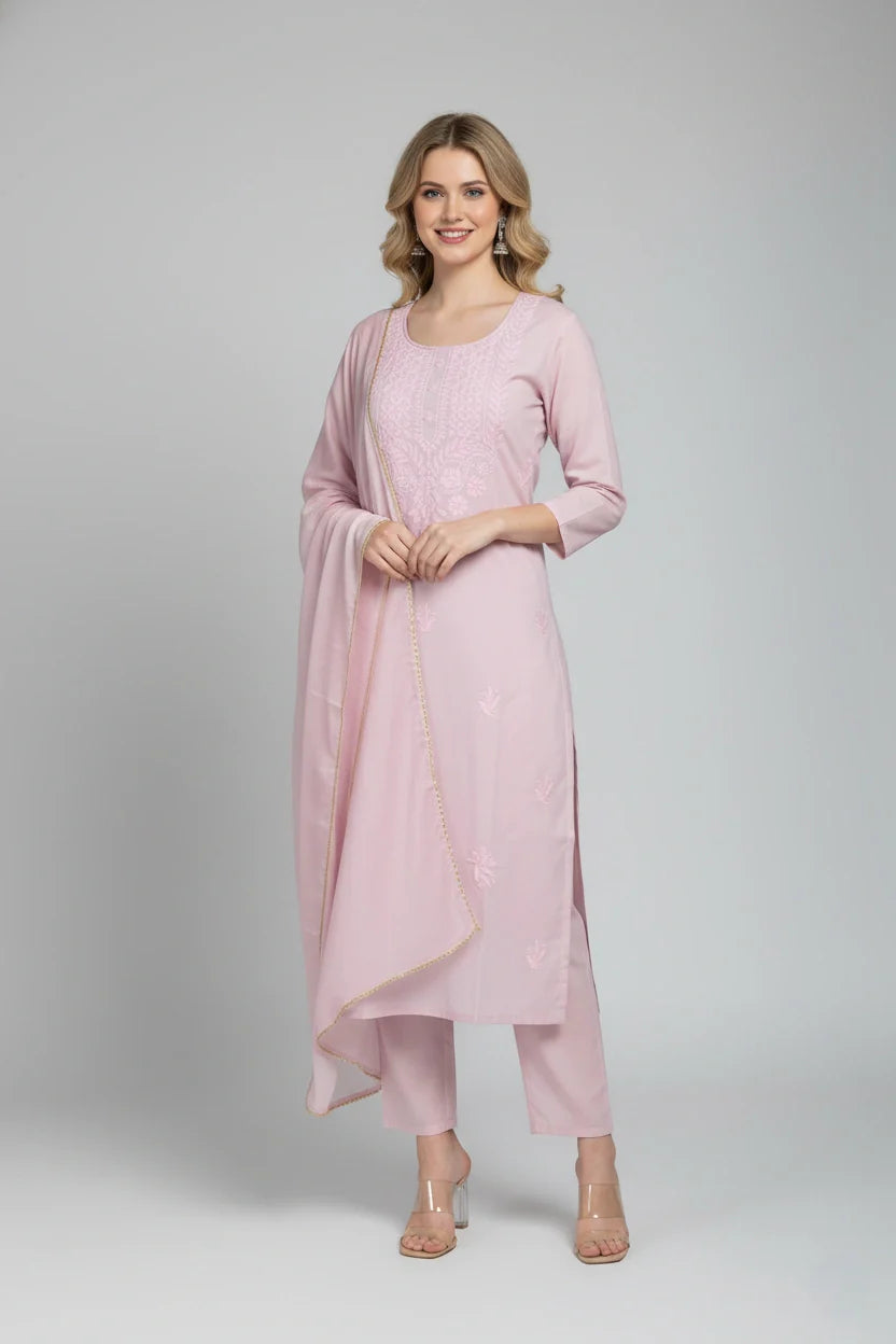 Pink Embroidered Kurta