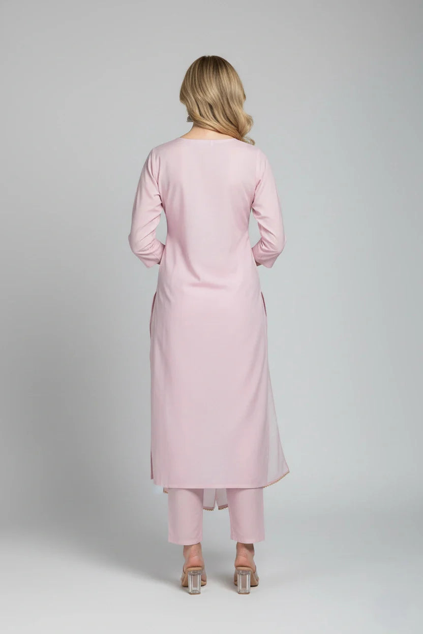 Pink Embroidered Kurta
