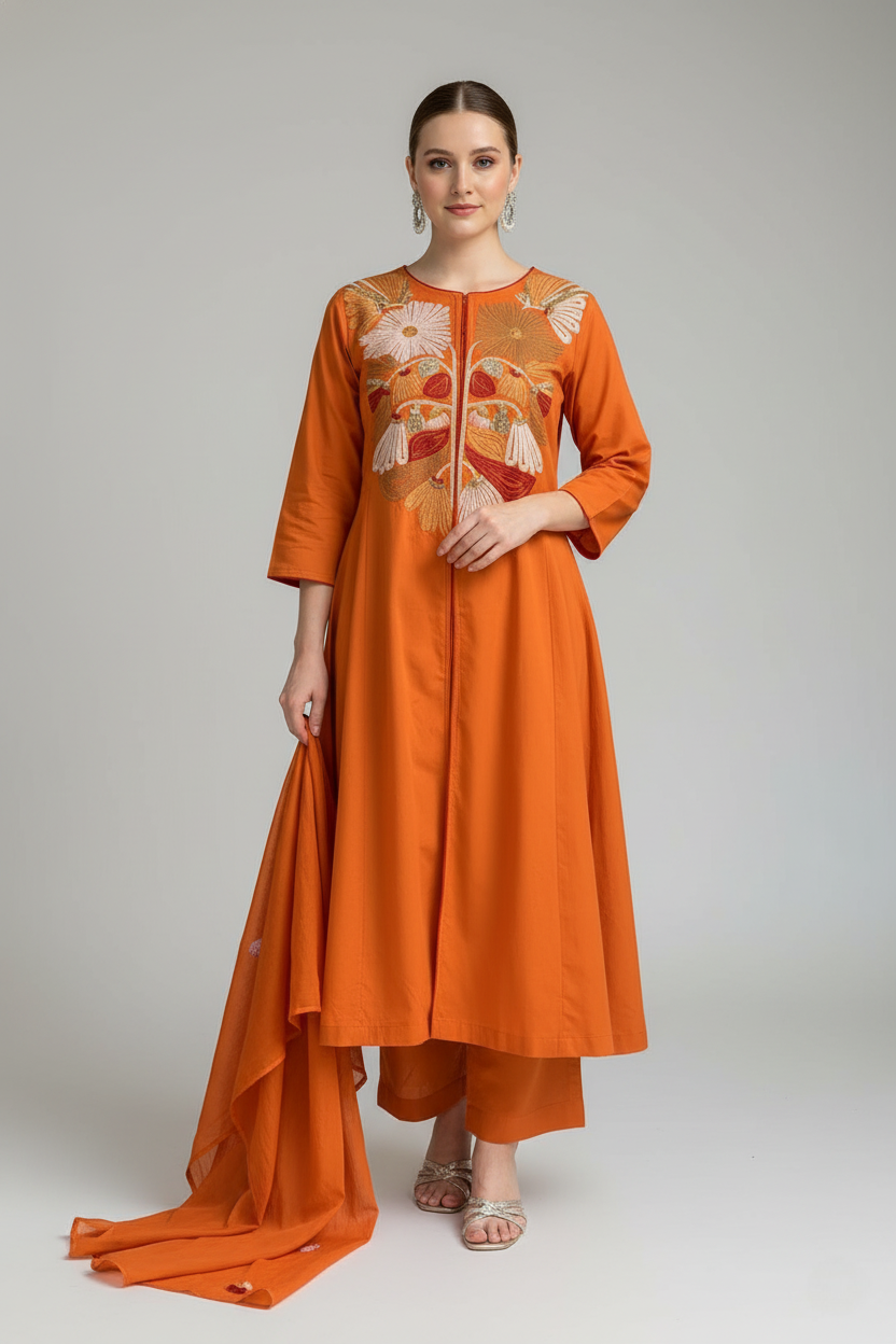 Orange Mandarin Kurta