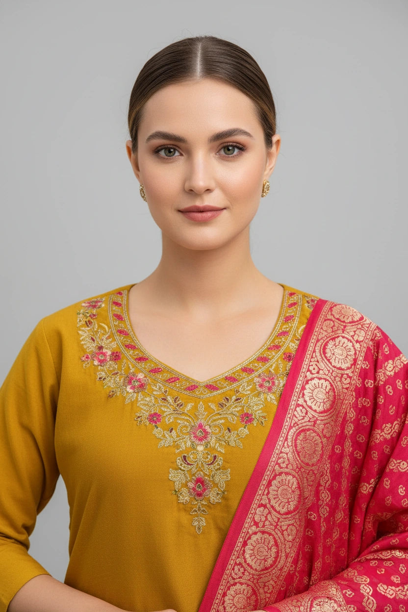 Mustard Festive Kurta