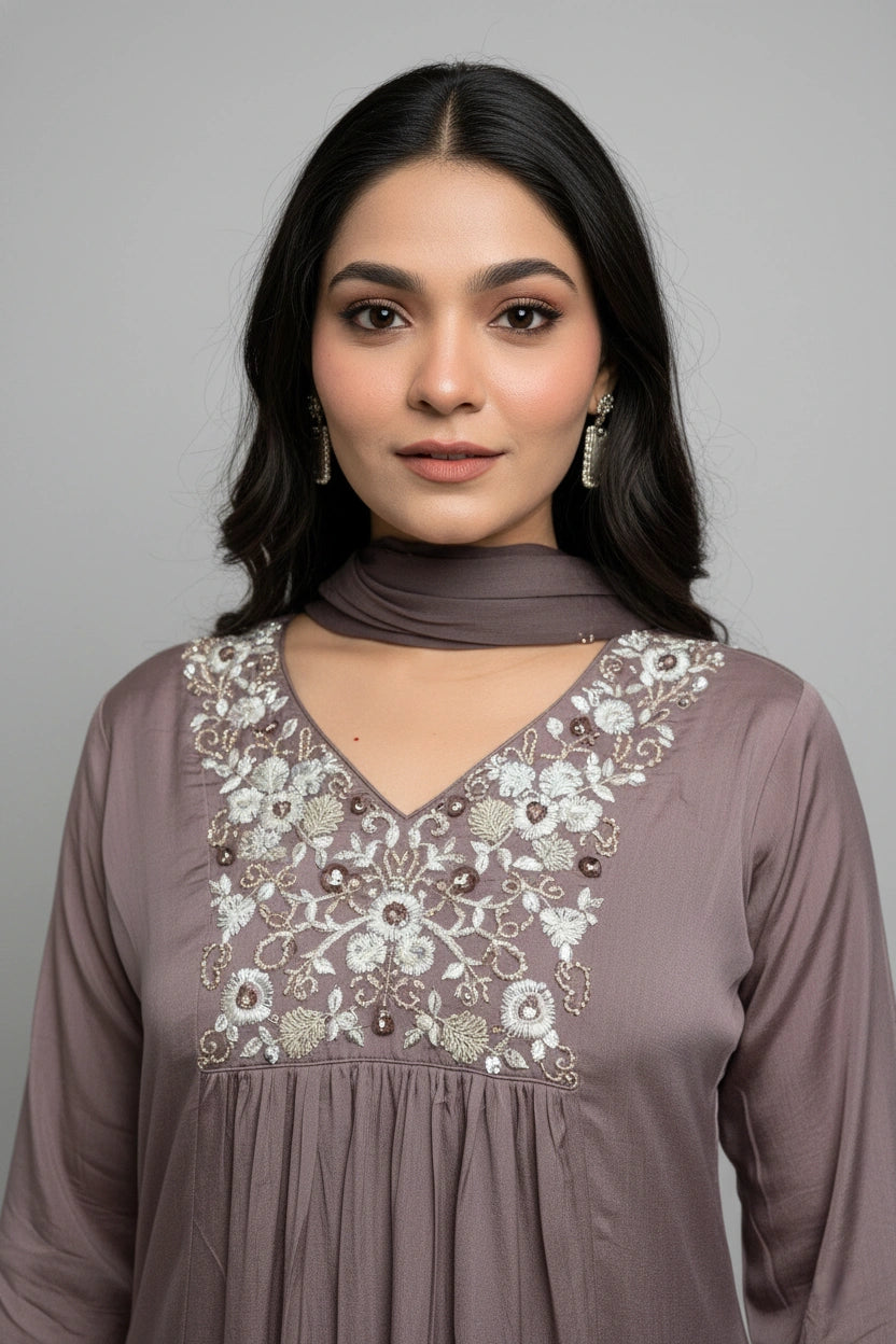 Embroidered Anarkali Set