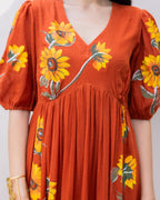 Rust Midi Dress