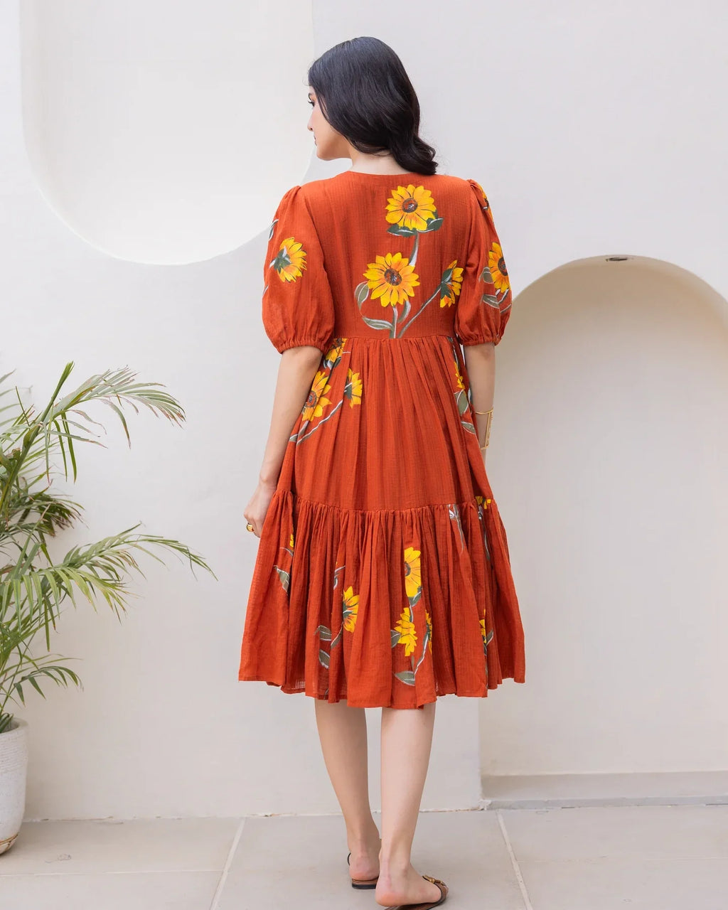 Rust Midi Dress