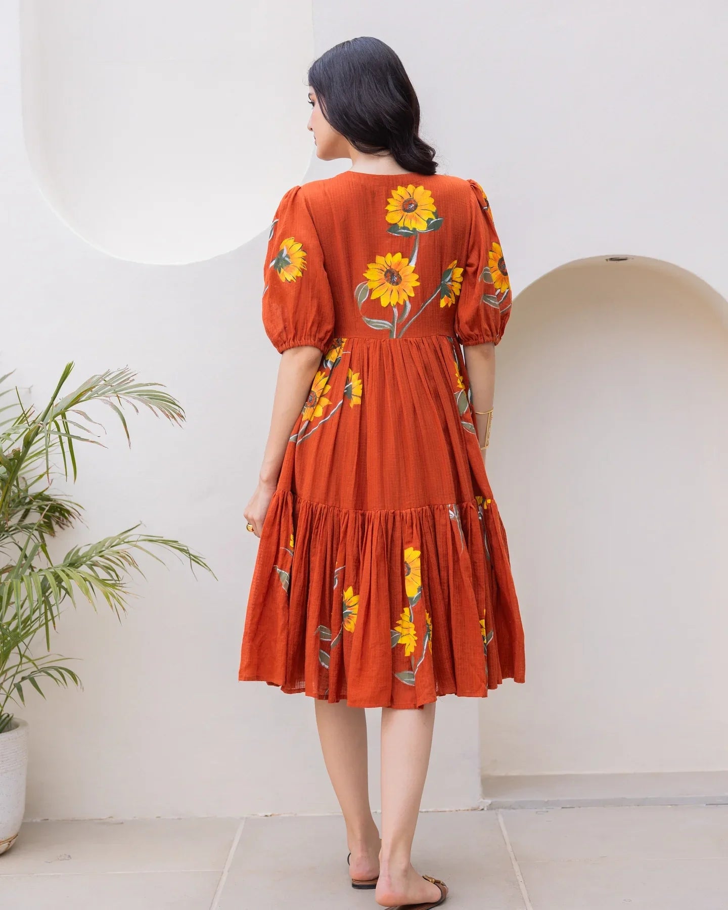 Rust Midi Dress