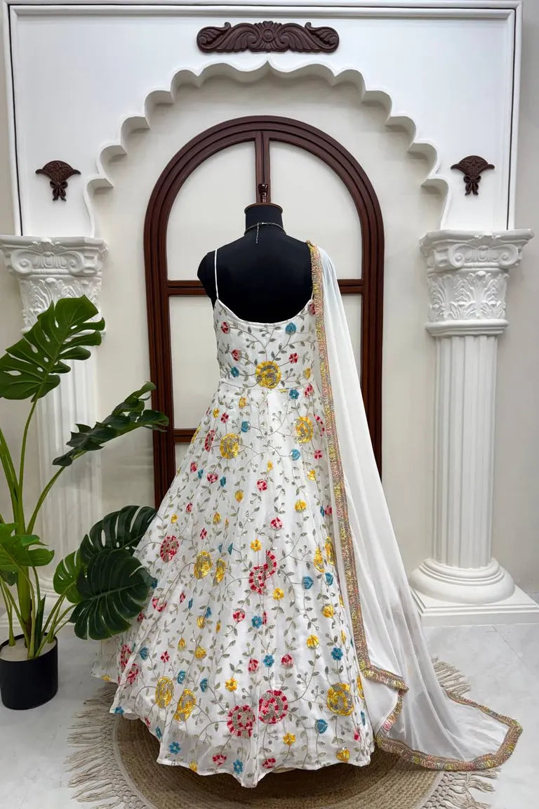 Floral Thread Sequin Anarkali Gown Set