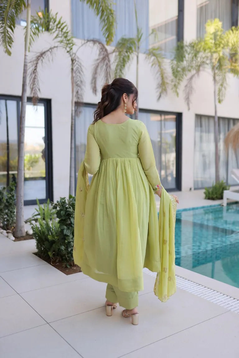 Mal Chanderi Anarkali Set