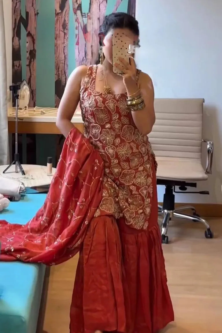 Festive Simmer Silk Sharara Set