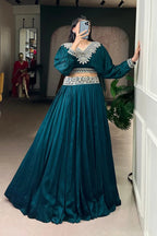Pleated Vichitra Silk Skirt & Top