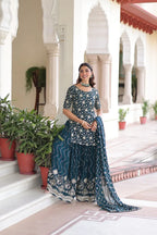 Party Wear Kurti with Sharara Dupatta