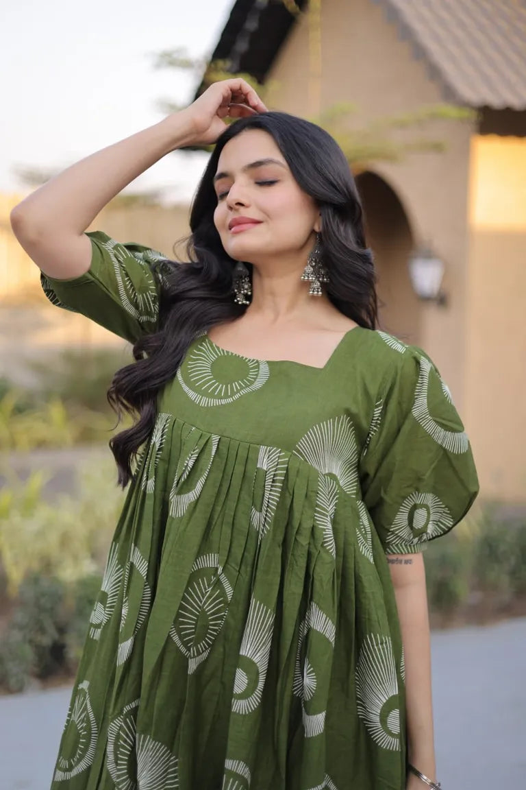 Puff Sleeve Square Neck Kurti