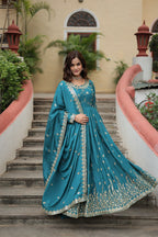 Embroidered Scarlet Anarkali Gown