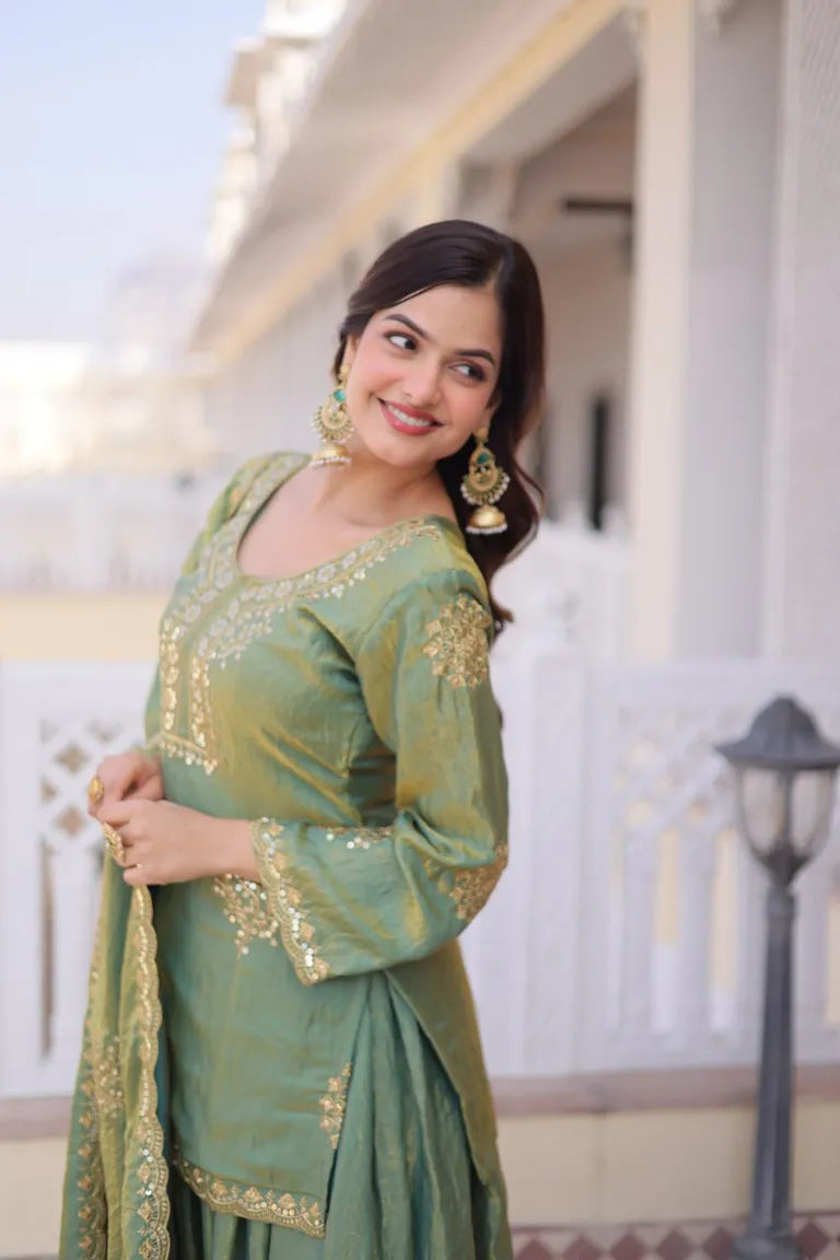 Festive Fendi Crush Sharara Suit