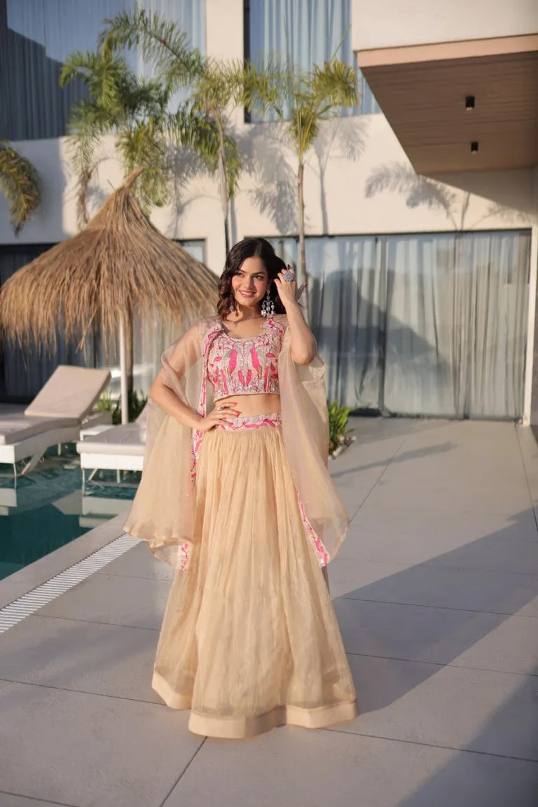 Premium Gold Lehenga with Shrug