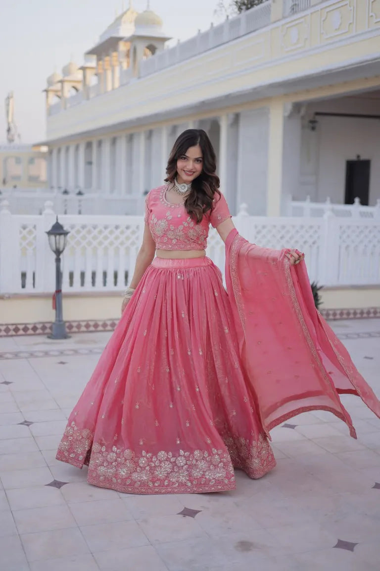 Traditional Indian Pink Lehenga with Dupatta