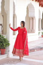 Ruby Red Flared Gown