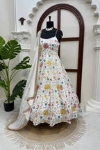 Floral Thread Sequin Anarkali Gown Set