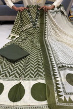 Cotton Chevron Mirror Work Kurta Set