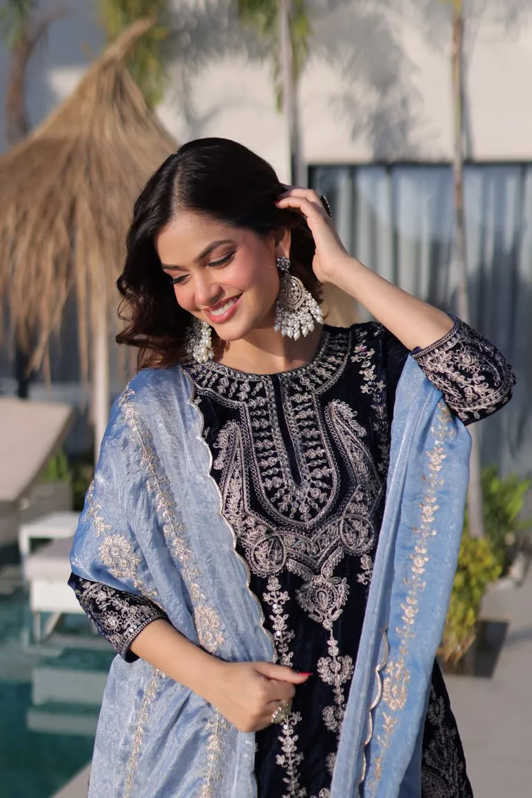 Velvet Bell Sleeve Suit