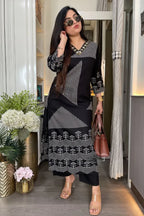 Cotton Slub Printed Kurta Pant Set