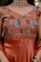 Festive Flared Silk Gown with Dupatta